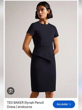 TED BAKER Elynah Pencil Navy Dress Sz Small